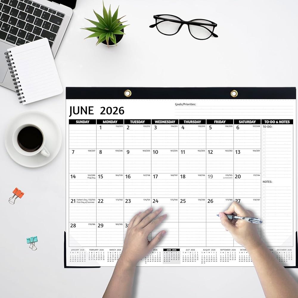 2026-2027 책상 달력, 라지, 블랙 26-27 Desk Calendar 22x17 - 상세 이미지 2