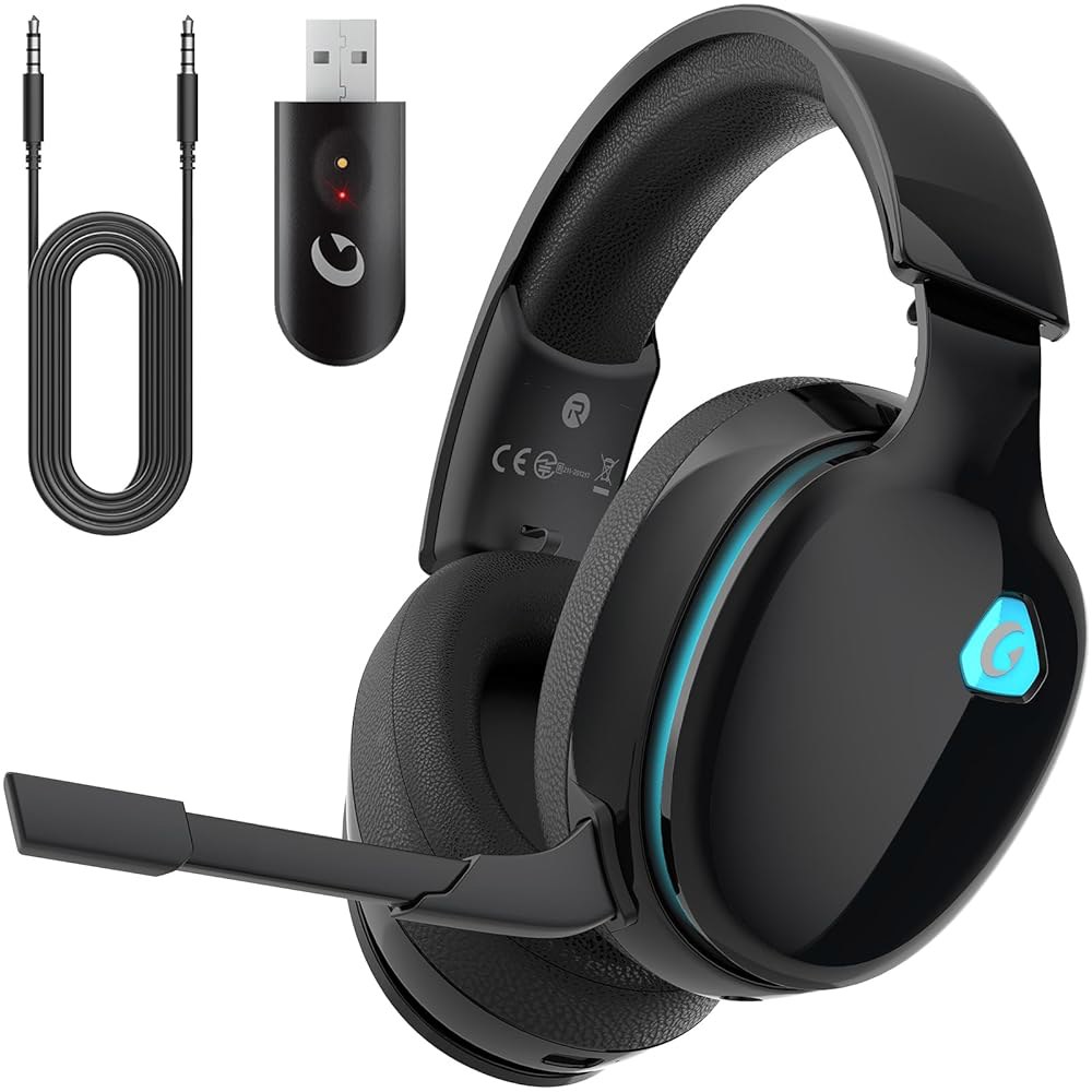 PS5, PS4 포트나이트 / 콜 오브 듀티 FPS 게이머, PC, 스위치, 블루투스 5.3 게이밍 헤드폰 및 ENC 마이크, 서라운드 사운드, 40+H 배터리(블랙)용 Gvyug - 상품 이미지
