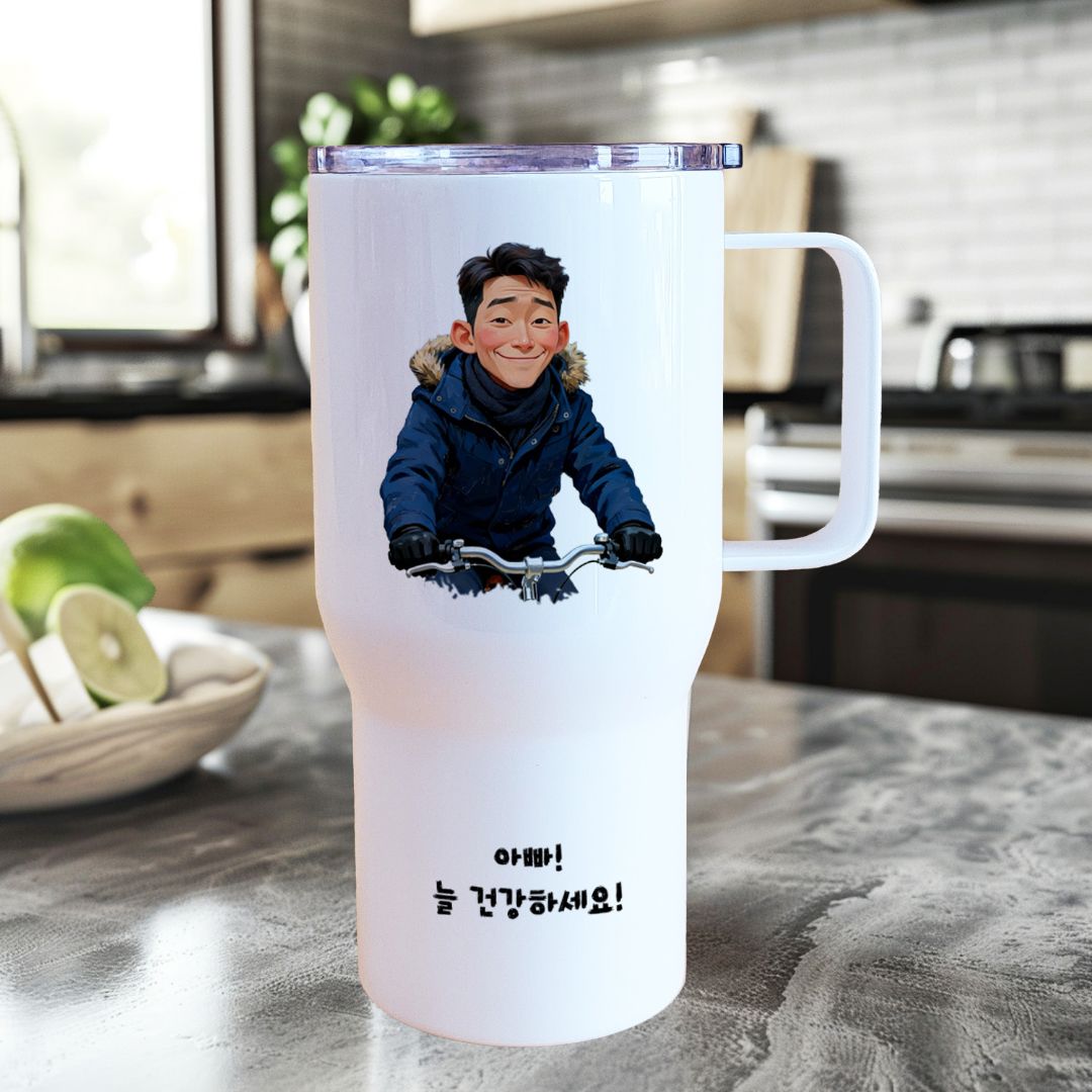 캐리커쳐 텀블러 주문제작 대용량 사진을 그림으로 인쇄 문구 각인 소량 제작 기념일 선물 - 상세 이미지 4