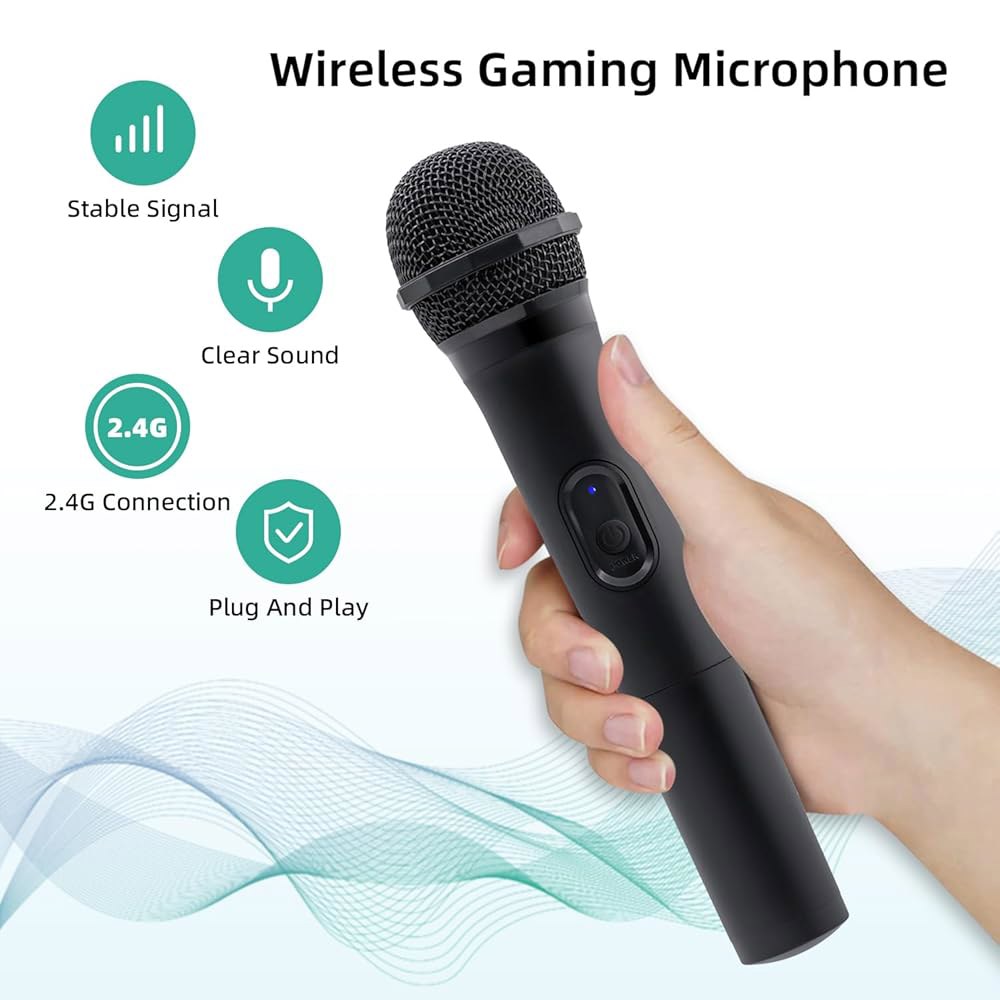 맥바젤 2팩 무선 USB 게이밍 마이크 X/S, PS5, 스위치 OLED, NS /Switch2, PC, PS4, PS3, PS2, Xbox One One, 360, Wii와 호환 - 상세 이미지 2