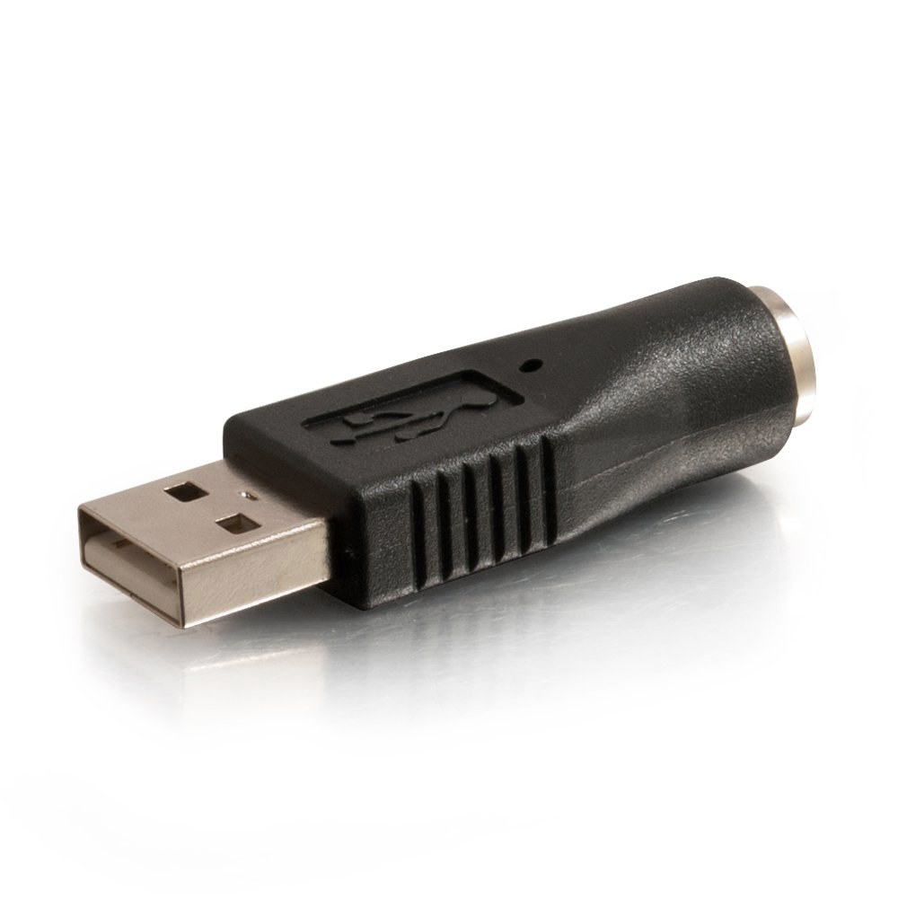 C2G 레그랑 USB to PS /2 어댑터, 마우스 어댑터로 사용할 수 있는 남성용에서 여성용 Playstation 2 검은색 키보드 1 카운트, 27277 - 상품 이미지