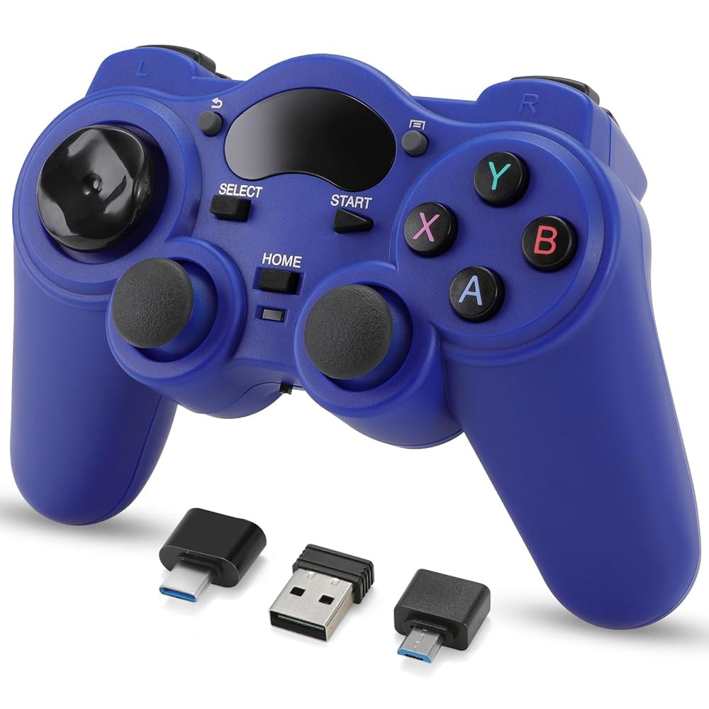 PC 노트북용 RARELEMON 무선 게임패드 안드로이드 스팀 u2013 블루 USB 및 블루투스 게임 컨트롤러, 휴대폰 마운트, 어댑터 TV 박스 OTG를 통해 Windows - 상품 이미지