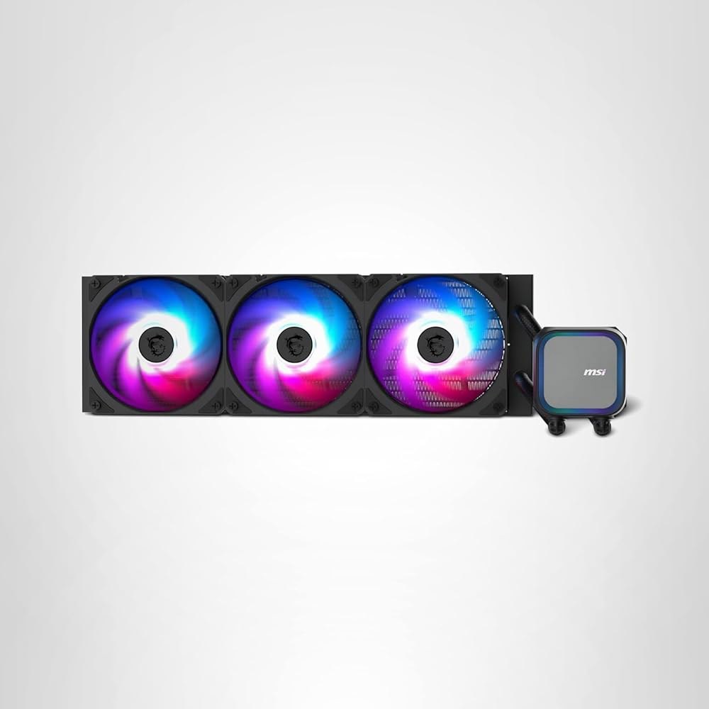 MSI MAG 코어액체 A13 360 - AIO ARGB CPU 액체 냉각기 360mm 라디에이터 LGA 1700 / 1851 AM5 AM4 호환 트리플 120mm PWM 팬, - 상품 이미지