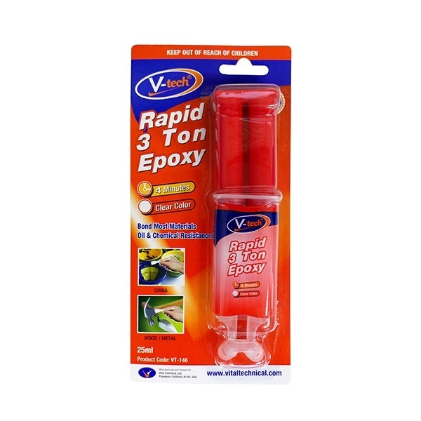 브이텍 VT-146 3톤 투명 주사기형 에폭시 순간접착제 25ml - 상품 이미지