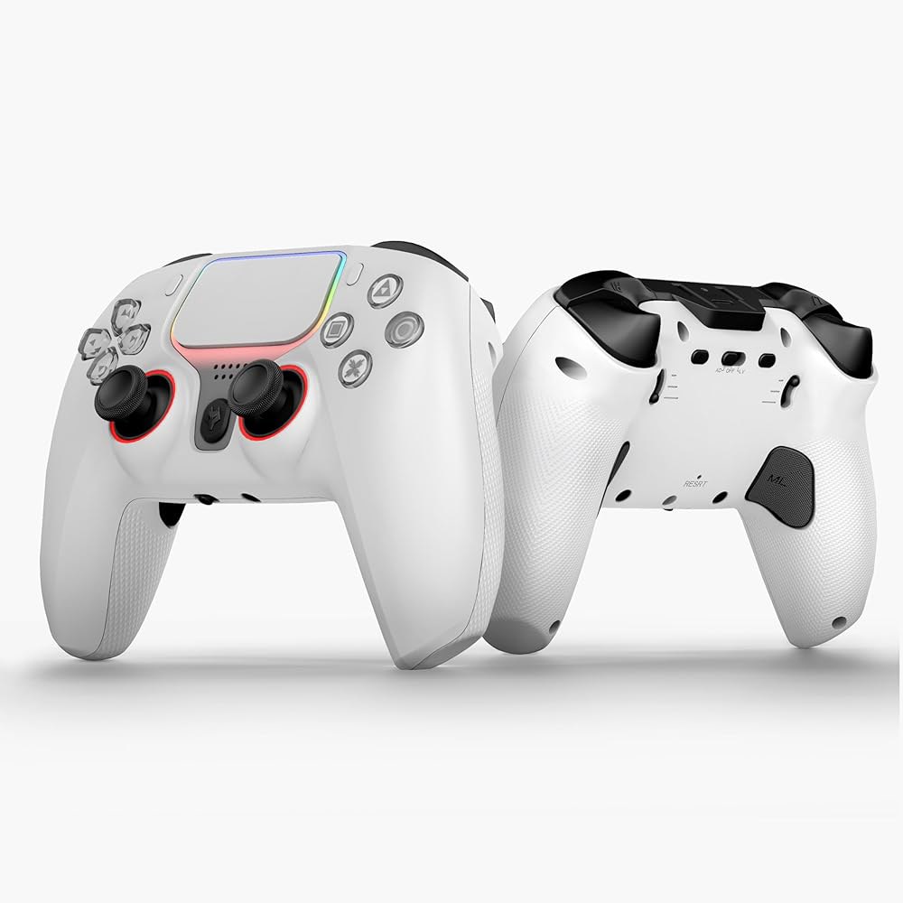 PlayStation 4 컨트롤러용 NBCP X-2 무선 5세대 엘리트 게임패드, PS4 프로 컨트롤러, 1000mAh 배터리 / USB C 케이블 - 듀얼 모터, 매크로 프로그래 - 상품 이미지