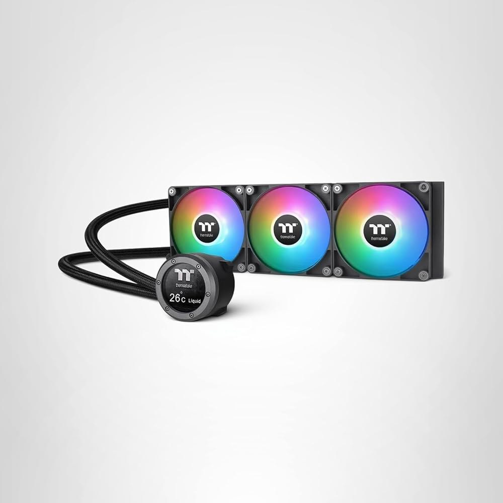 써멀테이크 TH360 V2 울트라 ARGB 싱크 /AlO 액체 냉각기 /ARGB 팬 120 3 /PWM 500~1500rpm /워터 블록 2.1 LCD /블랙, CL-W384-PL - 상품 이미지