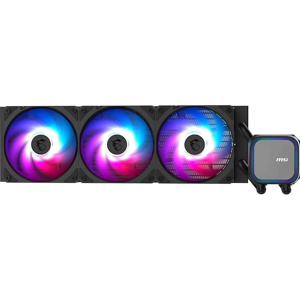 MSI MAG CORELiquid A13 360 AIO CPU 액체 쿨러 - 전체 커버리지, 개선된 수로 설계, 미니멀리즘과 일루미네이션, 사이클로블레이드 7, 스플릿 플로우 라디 - 상품 이미지