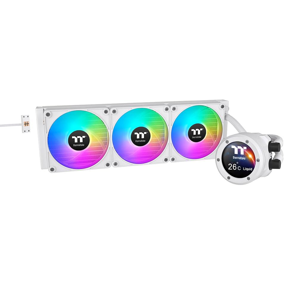써멀테이크 TH360 V2 울트라 EX ARGB AIO 쿨러 / 스노우 워터 블록 2.1인치 LCD 팬 120 3 마그네틱 퀵 연결 MB 동기화 제어 소프트웨어 CL-W426-PL - 상품 이미지