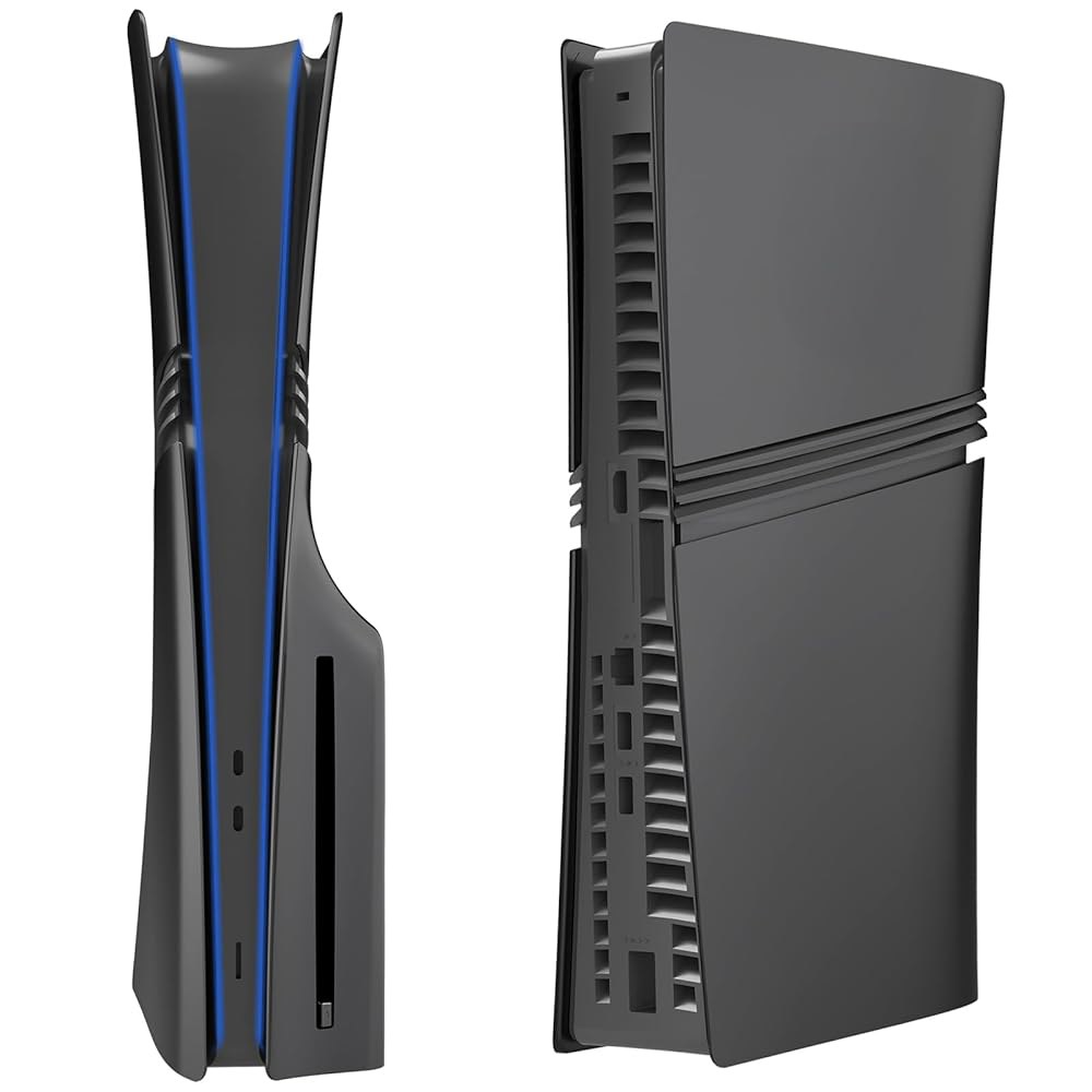새로운 PS5 프로 콘솔용 디스크 에디션 커버 플레이트, PlayStation 5 액세서리 보호 교체용 페이스플레이트(블랙)와 호환되는 쉘 패널(블랙) Black - 상세 이미지 3