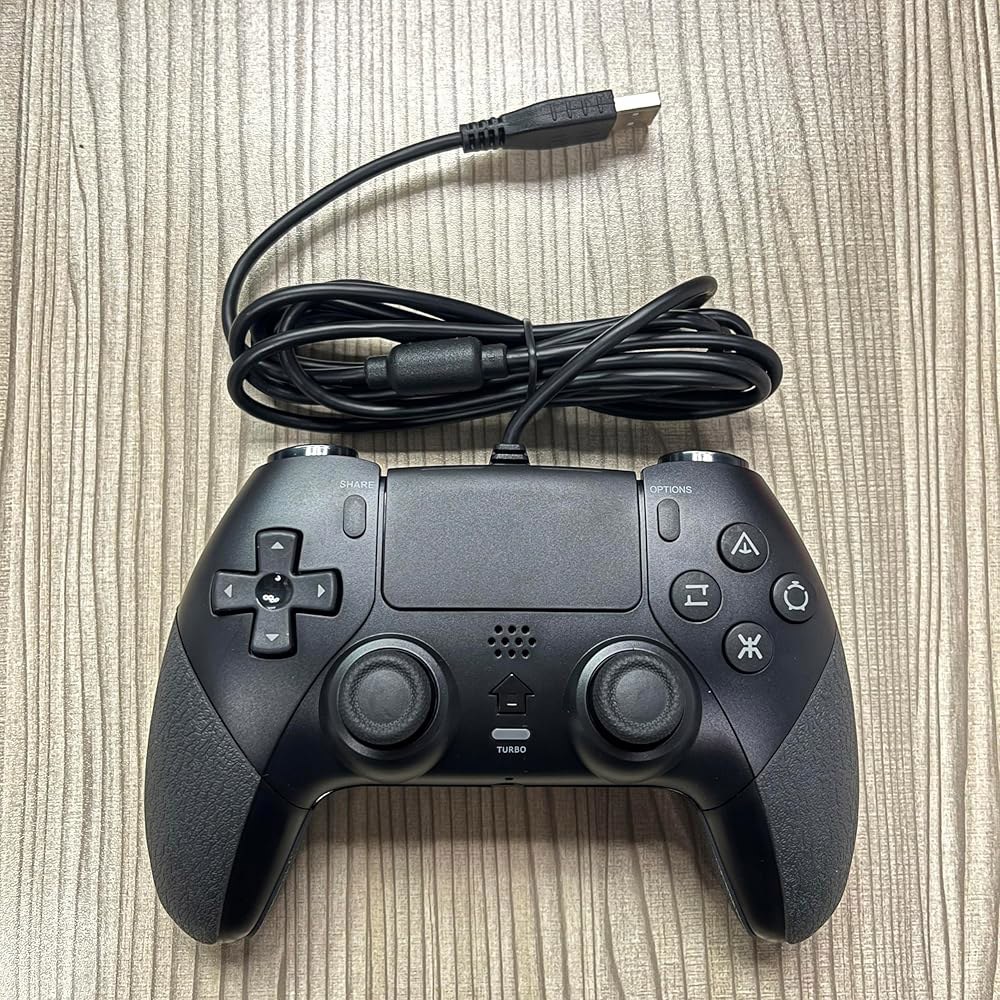 PS4 / 슬림 Pro 및 PC용 고급 프로그래밍 버튼 듀얼 진동 충격 조이스틱 게임패드 플레이스테이션 4용 유선 컨트롤러 게임패드(블랙) Black - 상세 이미지 3