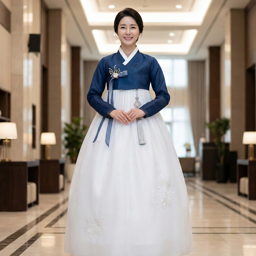 한복대여 은가비한복 청담네이비 결혼식 여자 혼주 하객 웨딩 가족 - 상세 이미지 2