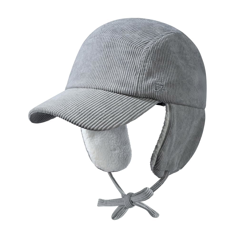 귀 워머 플랩이 달린 가디엠켄스드 겨울 트래퍼 모자 남녀용 코듀로이 야구 Dark Grey 6 3/4-7 1/2 - 상품 이미지