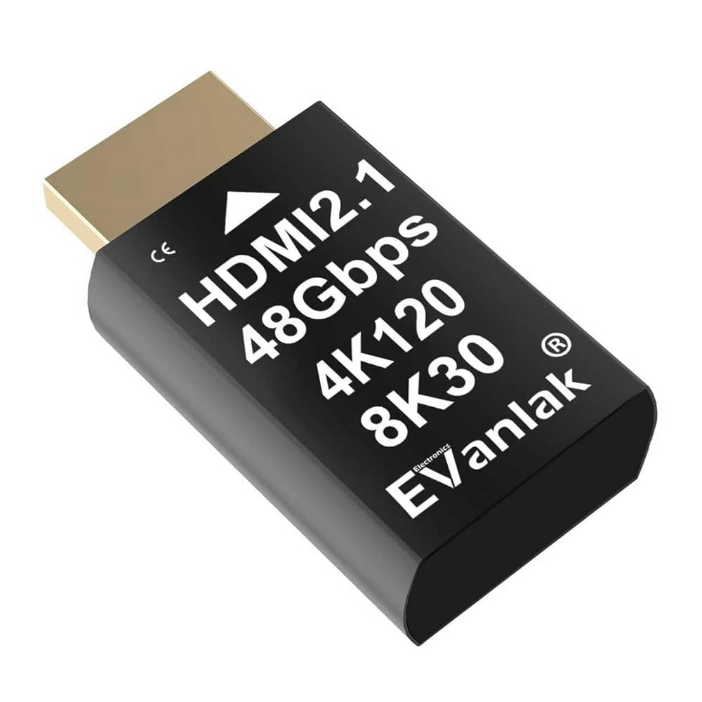 PC, VR 헤드셋 및 암호화폐 채굴을 위한 4K 120Hz HDMI 2.1 더미 플러그 EDID 에뮬레이터 u2013 고해상도 가상 디스플레이 어댑터, 8K@30Hz / 4K@1 - 상품 이미지