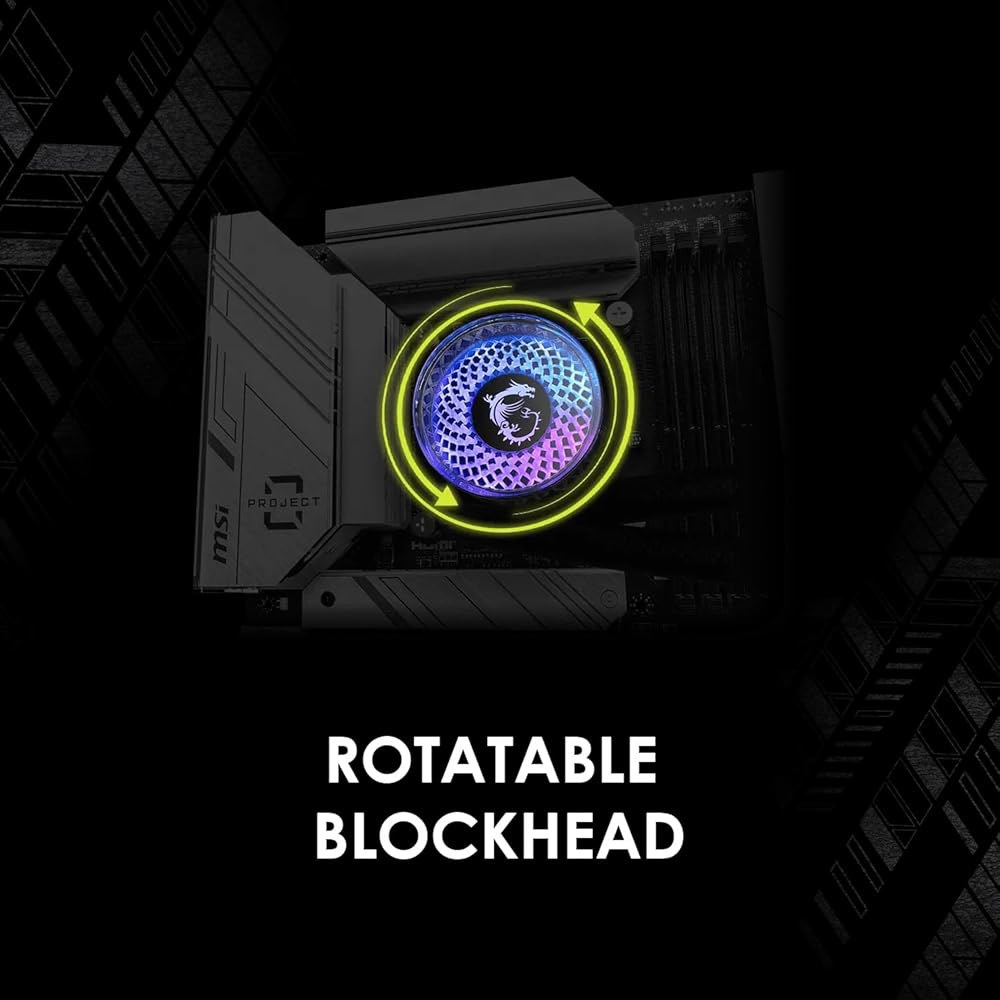 MSI MAG 코어액체 A12 360 - AIO ARGB CPU 액체 냉각기 360mm 라디에이터 LGA 1700 준비 더블 볼 베어링 120mm PWM 팬 x3, 회전식 블록헤드 - 상세 이미지 3