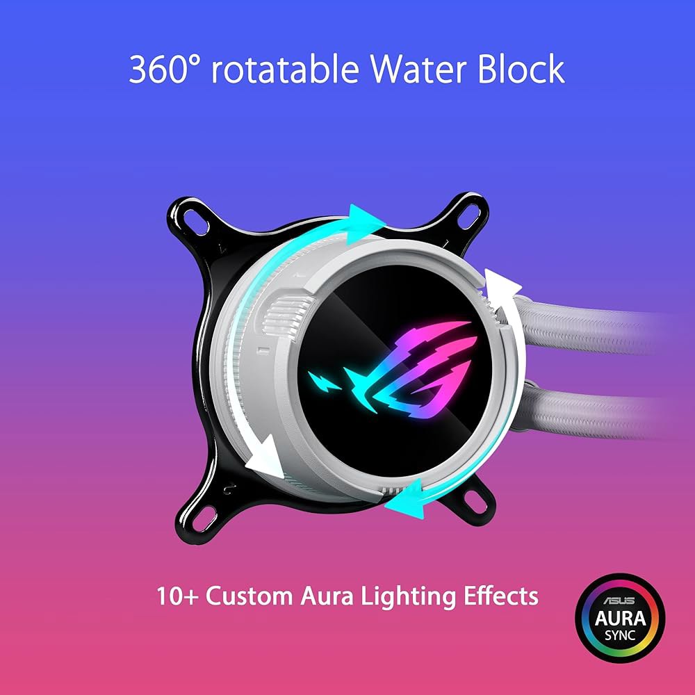 ASUS ROG Strix LC III 360 ARGB LCD 화이트 에디션 올인원 CPU 리퀴드 쿨러 - 인텔 LGA 1700, 1200, 115X AMD 소켓 AM4, AM5 - 상세 이미지 3