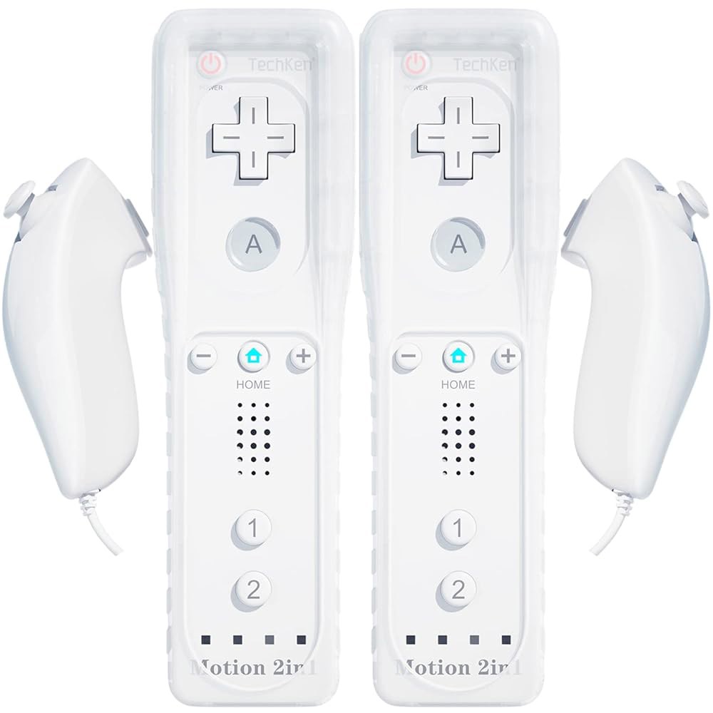 Wii 모션 플러스 내장 2팩 리모컨 | 쇼크 넌척 컨트롤러 호환 닌텐도 Wii, White 1 pack - 상품 이미지