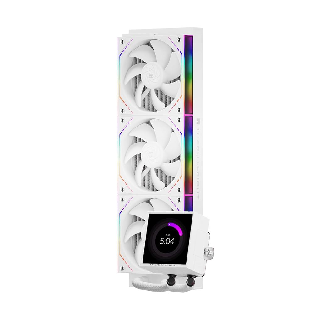 Thermalright 피어리스 비전 360 ARGB 화이트 CPU Aio 쿨러, PC 사양 워터 쿨러 시스템, 3.95 u2019 IPS LCD 화면, 480x480 해상도, - 상품 이미지