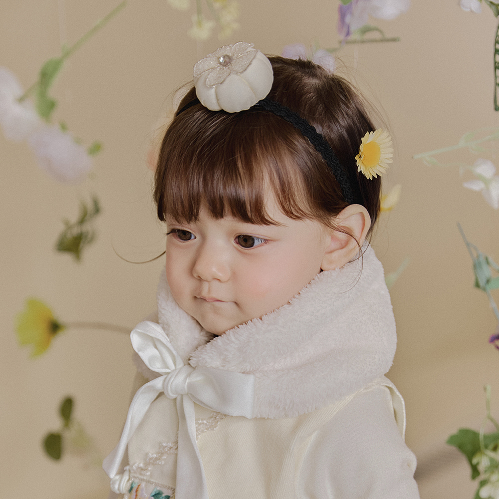 공주 호박 여아 헤어밴드 유아 6개월 1살 핸드메이드 설날 추석 - 상품 이미지