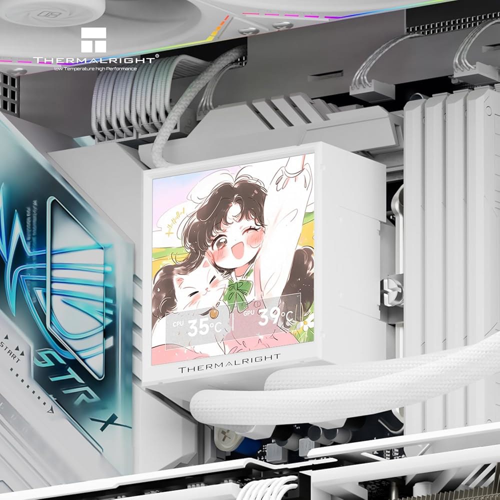 Thermalright 피어리스 비전 360 ARGB 화이트 AIO CPU 액체 냉각기, 480x480 해상도-60Hz의 IPS 화면, 무선 스플라이싱 팬, AM5 / Intel - 상세 이미지 2