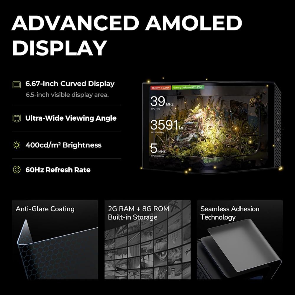 TRYX 360 ARGB 360mm AIO 6.67인치 AMOLED 곡면 스크린 3D 아나모픽 효과 디스플레이 맞춤형 쿨러 Asetek 8세대 V2 320w TDP 마그네틱 팬 - 상세 이미지 3
