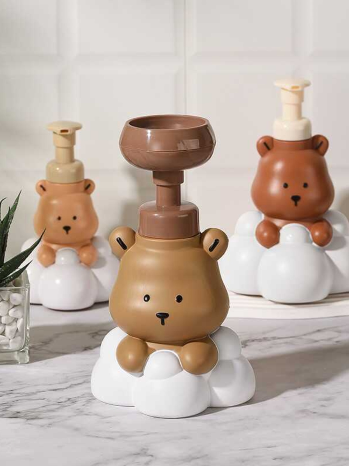 곰돌이 버블 용기 욕실 거품통 정리 - 상품 이미지