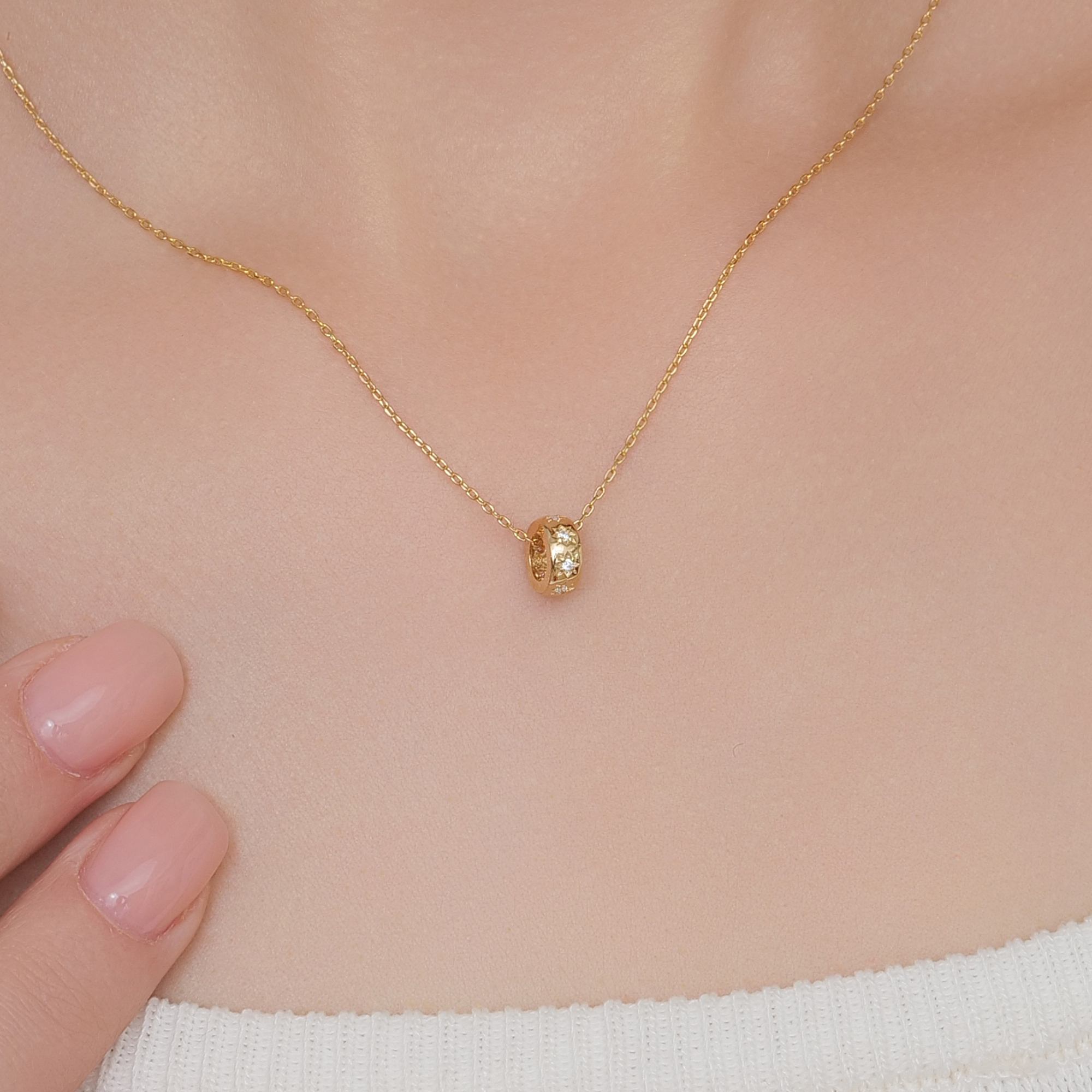 14K 18K 마리엔 모이사나이트 스타 펜던트 목걸이 원통 데일리 선물 - 상세 이미지 2