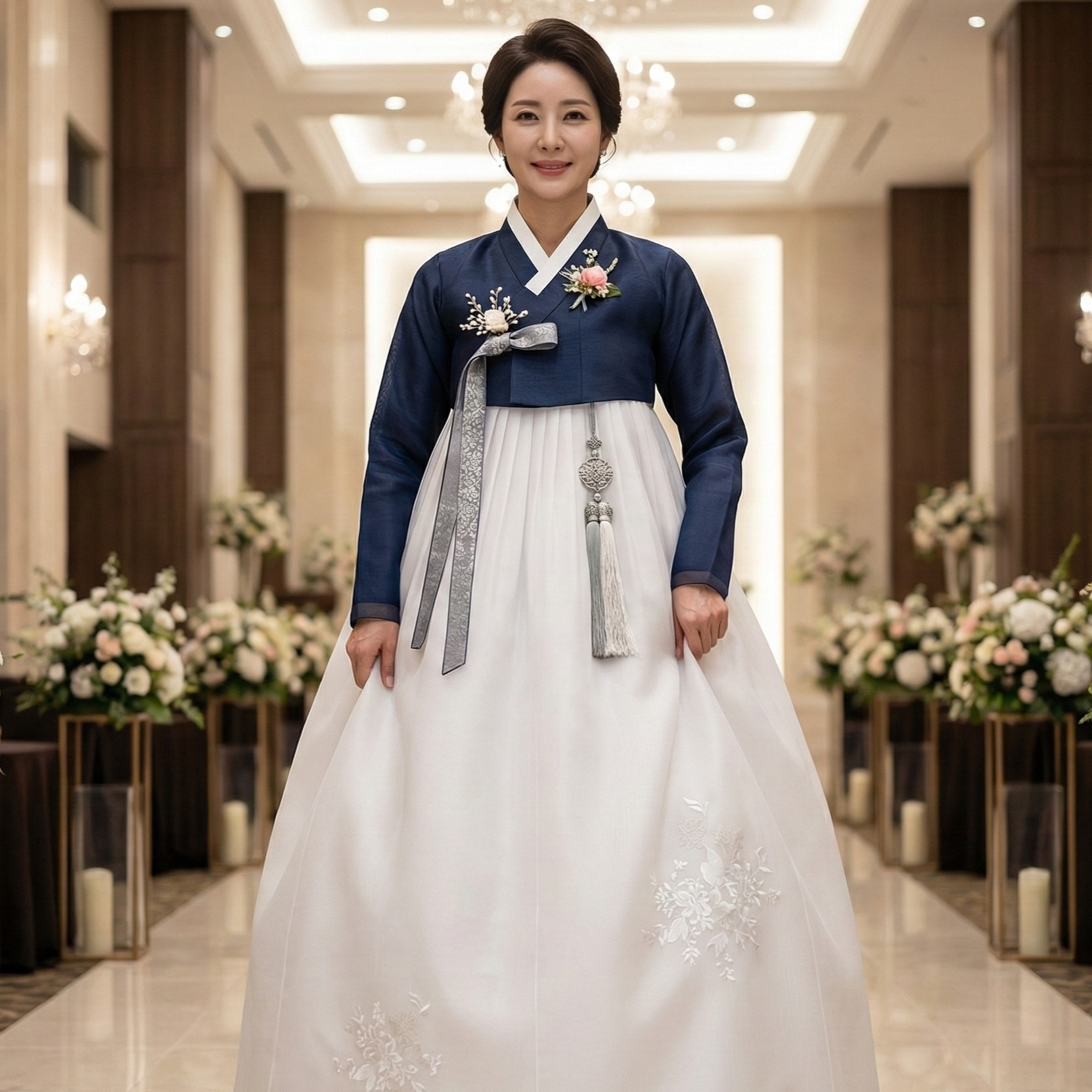 한복대여 은가비한복 청담네이비 결혼식 여자 혼주 하객 웨딩 가족 - 상품 이미지