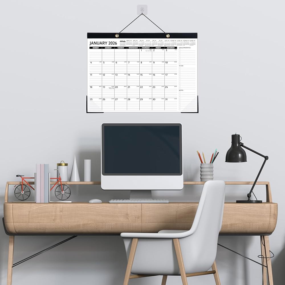 2026 책상 달력, 미디엄, 블랙2 1 26-27 Desk Calendar 17x - 상세 이미지 2