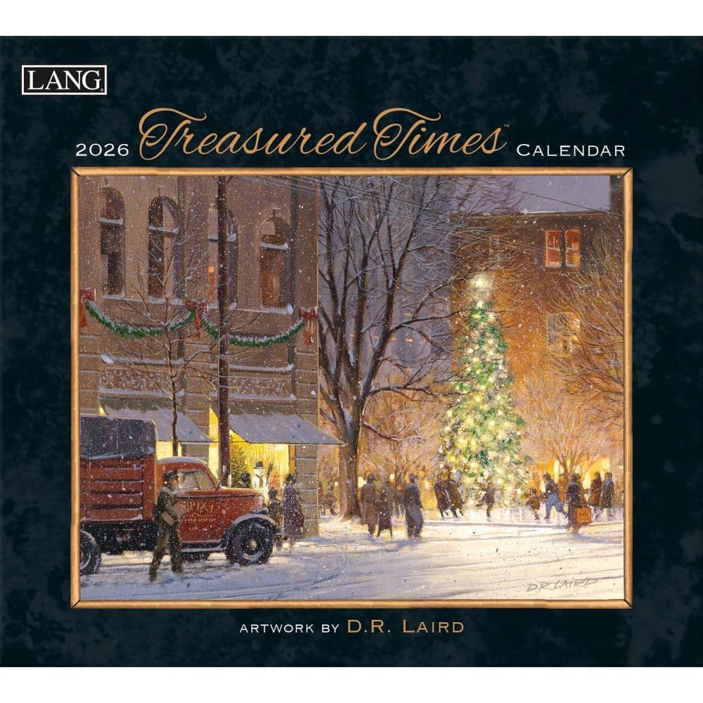 Lang Treasured Times 2026 벽 12개월 바인딩이 스테이플 D.R. Laird의 있는 리넨 달력 향수 30.5cm(13.4 아트워크, 엠보싱 34 12인치) - - 상품 이미지