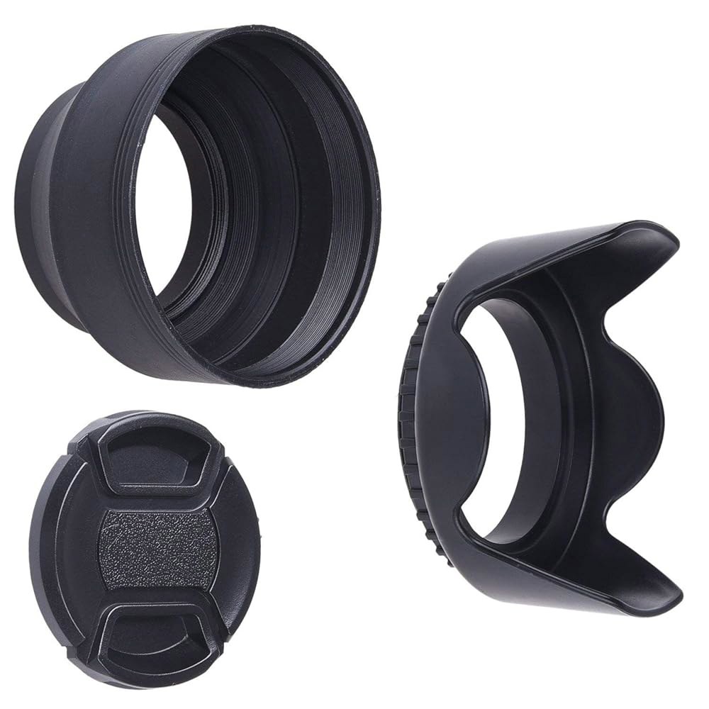 49mm 카메라 렌즈 후드 2개와 캡 1개 세트 - 고무(붕괴 가능) + 튤립 꽃 햇빛 가리개 / 방패 플레어와 눈부심 감소 과도한 차단으로 사진 및 비디오 푸 향상 49mm - 상품 이미지