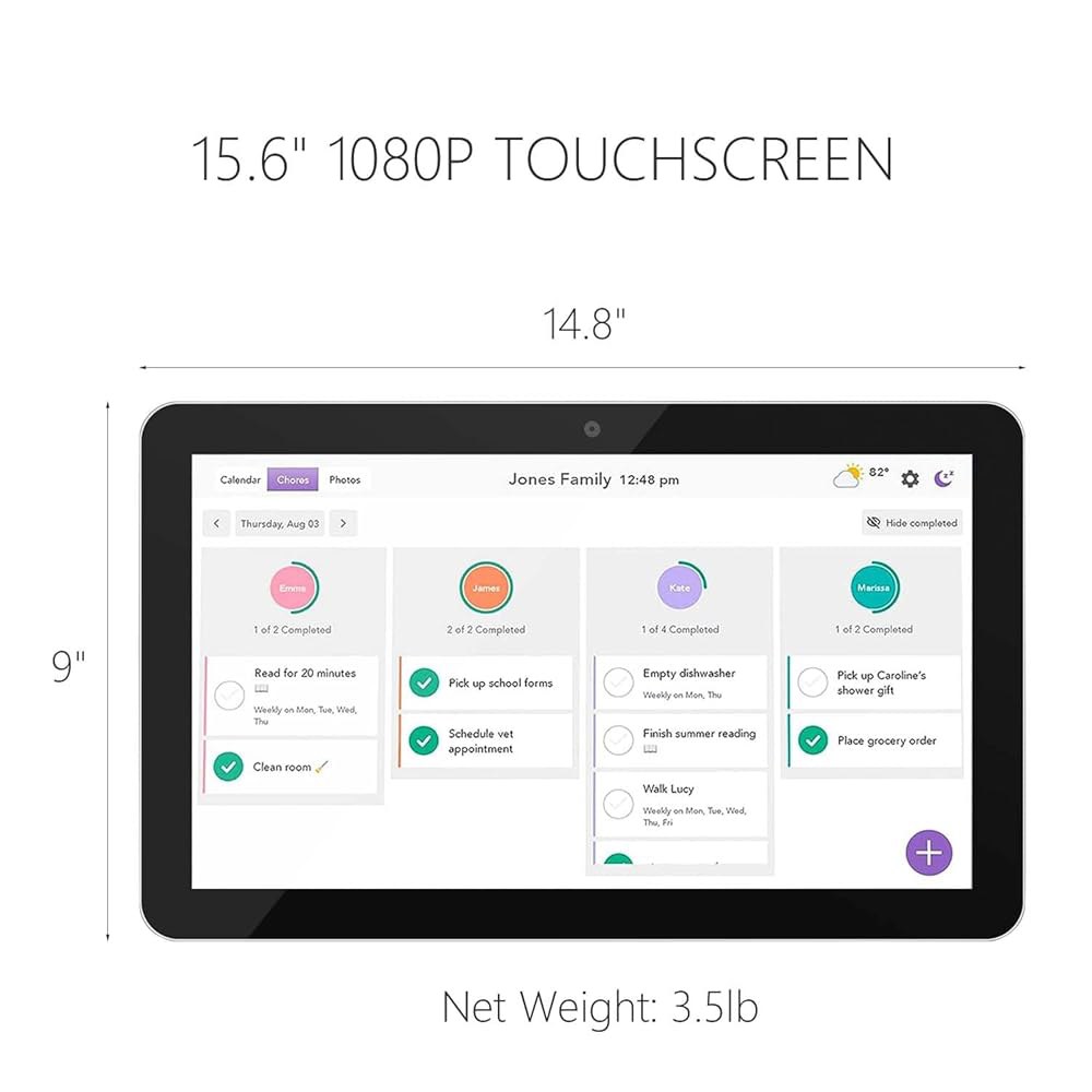 TouchWo 15.6~27인치 터치스크린 디지털 달력 카메라, 작업 책상 일정을 마운트 차트 위한 스피커 벽 스탠드 캘린더, 내장 및 포함 스마트 화이트보드 집안일 플래너, (1 - 상세 이미지 2