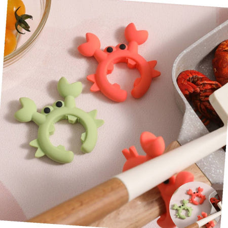 철수몰협력업체 실리콘 후라이팬 국자 조리도구 받침대 그린 꽃게 1P