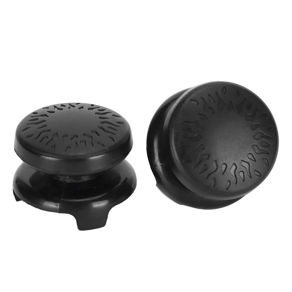 ASHATA 게임 콘솔용 2Pcs 엄지스틱 익스텐더, 5 컨트롤러용 3D 텍스처 엄지 그립 스틱 조이스틱 (블랙) black - 상품 이미지