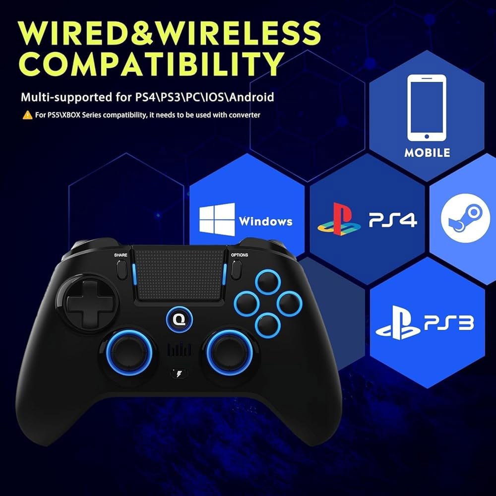 QRD Spark N5 무선 컨트롤러, PS5 Pro 슬림 PS4 PS3 PS2 스팀 덱 PC 윈도우 맥 iOS 안드로이드 TV 박스, 터치패드 포함 Halle effect 게임패 - 상세 이미지 2