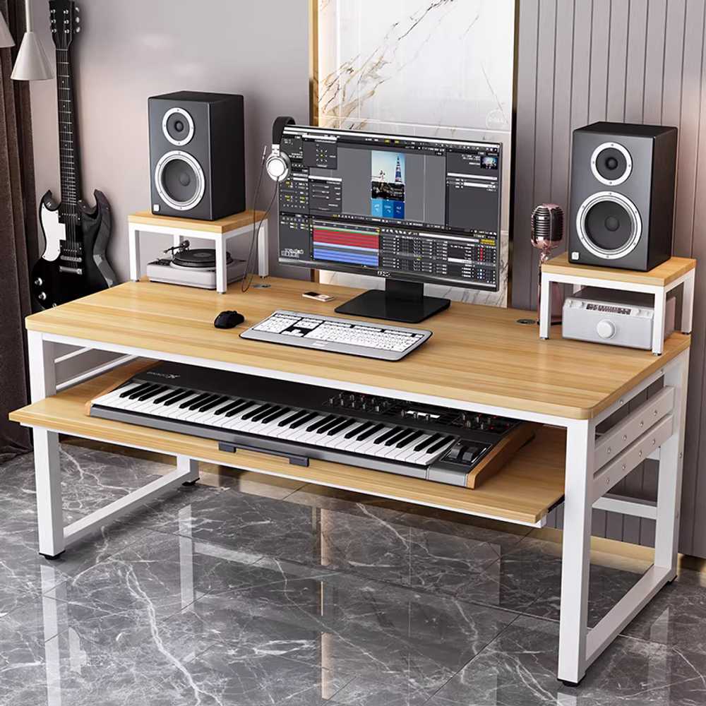 미디테이블 편곡 뮤지션 컴퓨터 건반 홈레코딩 콘솔 140x60x83cm 블랙 프레임+블랙 상판 이미지 8