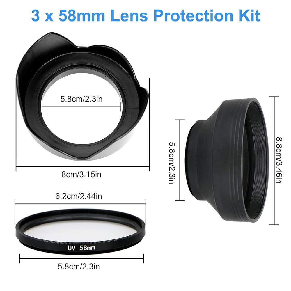 캐논 EOS 77D 80D 레벨 T8i T7i T6i XTi SL2 DSLR 카메라용 UV 필터 렌즈가 장착된 EEEKit 58mm 튤립 플라워 렌즈 후드 - 상세 이미지 2