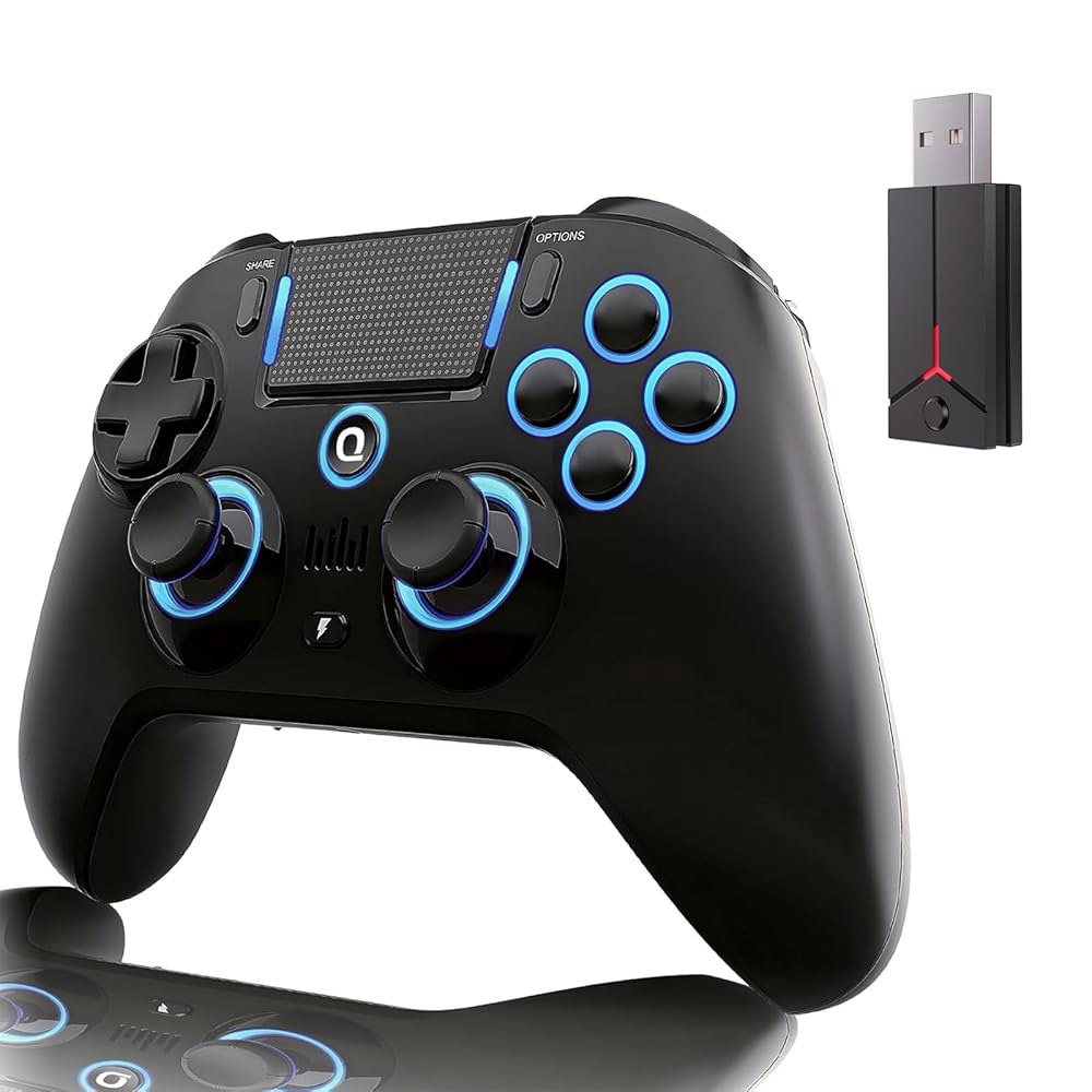 QRD Spark N5 무선 컨트롤러, PS5 Pro 슬림 PS4 PS3 PS2 스팀 덱 PC 윈도우 맥 iOS 안드로이드 TV 박스, 터치패드 포함 Halle effect 게임패 - 상품 이미지