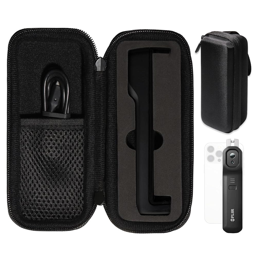 FLIR ONE EDGE PRO 무선 160 120 IR 카메라용 케이스색 열 케이스, 80 60 카메라(블랙)에도 적합 Black with blue zip - 상품 이미지