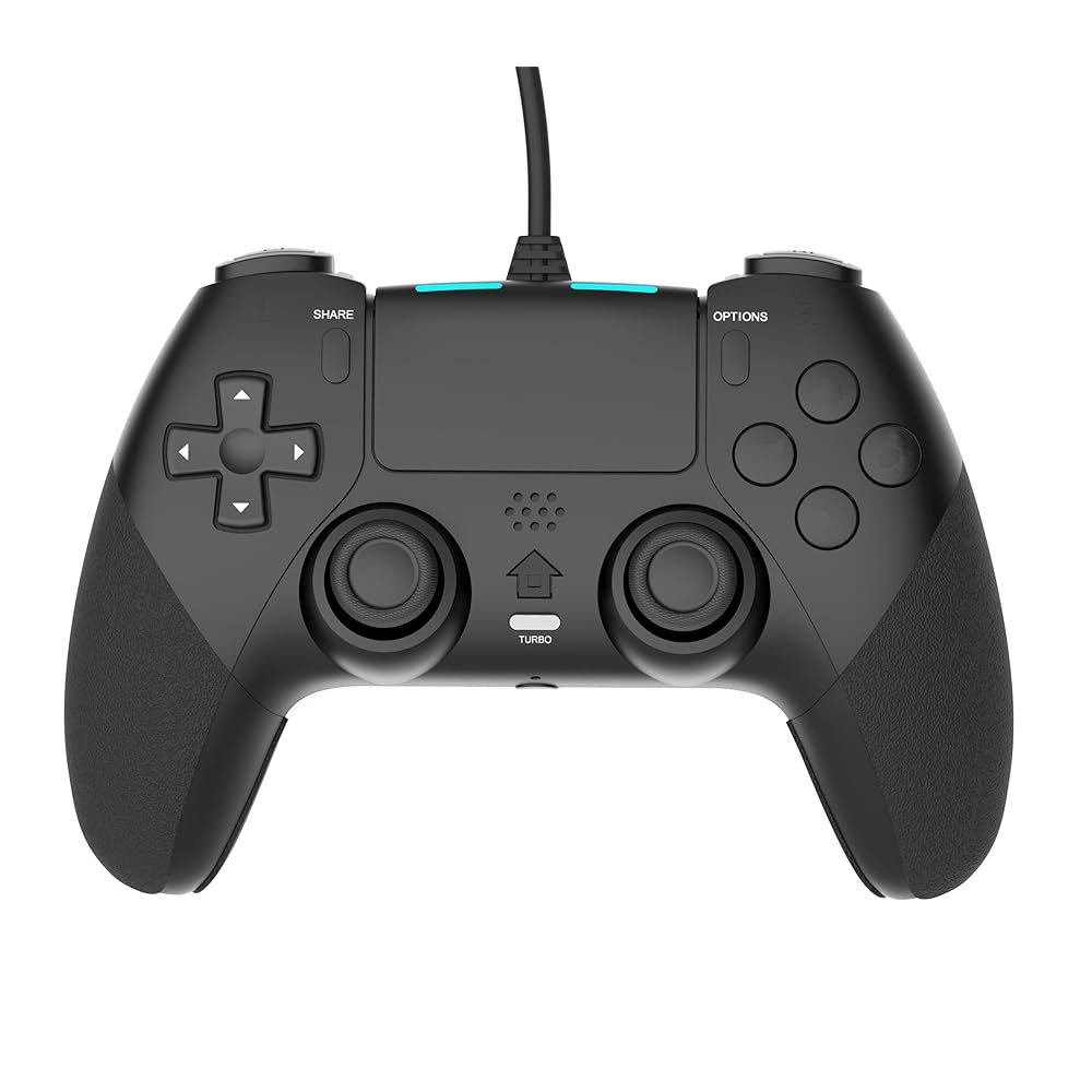 PS4 / 슬림 Pro 및 PC용 고급 프로그래밍 버튼 듀얼 진동 충격 조이스틱 게임패드 플레이스테이션 4용 유선 컨트롤러 게임패드(블랙) Black - 상세 이미지 2