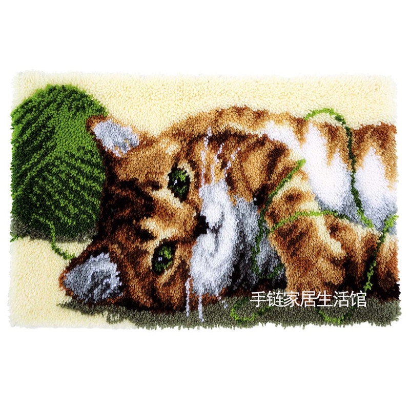 발매트 만들기 털실  그림 디자인 수제 DIY 러그 카펫 깔개 제작 60x40 MD-001 - 상세 이미지 5