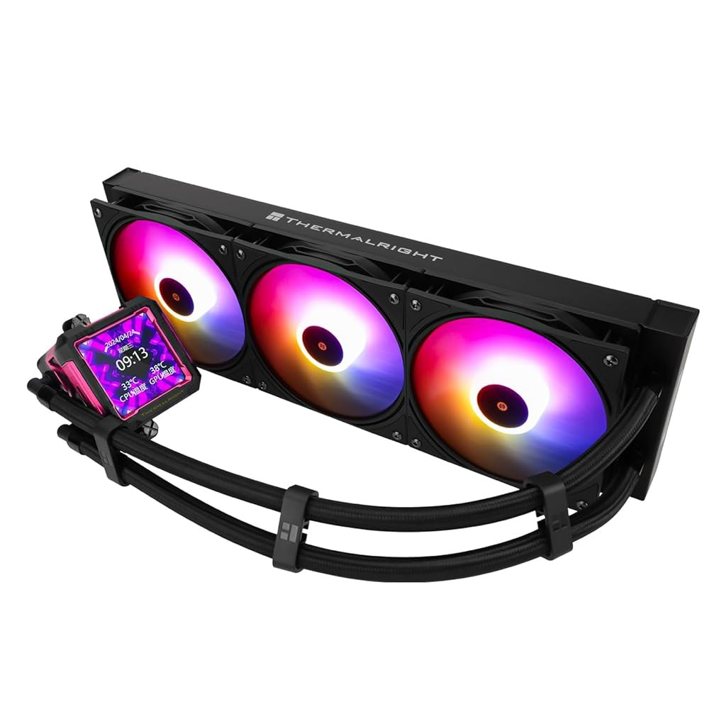 Thermalright FW PRO 360 ARGB RB CPU AIO 쿨러, 컴퓨터 워터 쿨러 시스템, 320x320 해상도의 IPS LCD 화면, AM5용, 인텔 LGA1700 - 상품 이미지