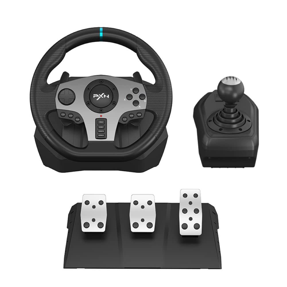 PC, Xbox One, Series X /S, PS4, PS3, 스위치용 PXN 레이싱 휠, V9 유니버설 USB 심 270/900도 게이밍 스티어링 휠 3페달 및 시프터 번들 - 상품 이미지