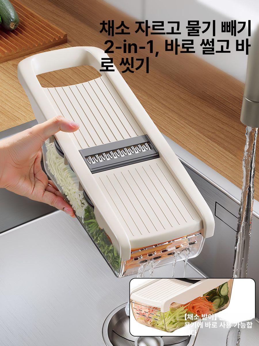 다기능 감자 채썰기 채소 슬라이서 주방용 썰기 기계 손 보호대 배수함 - - - 상세 이미지 4