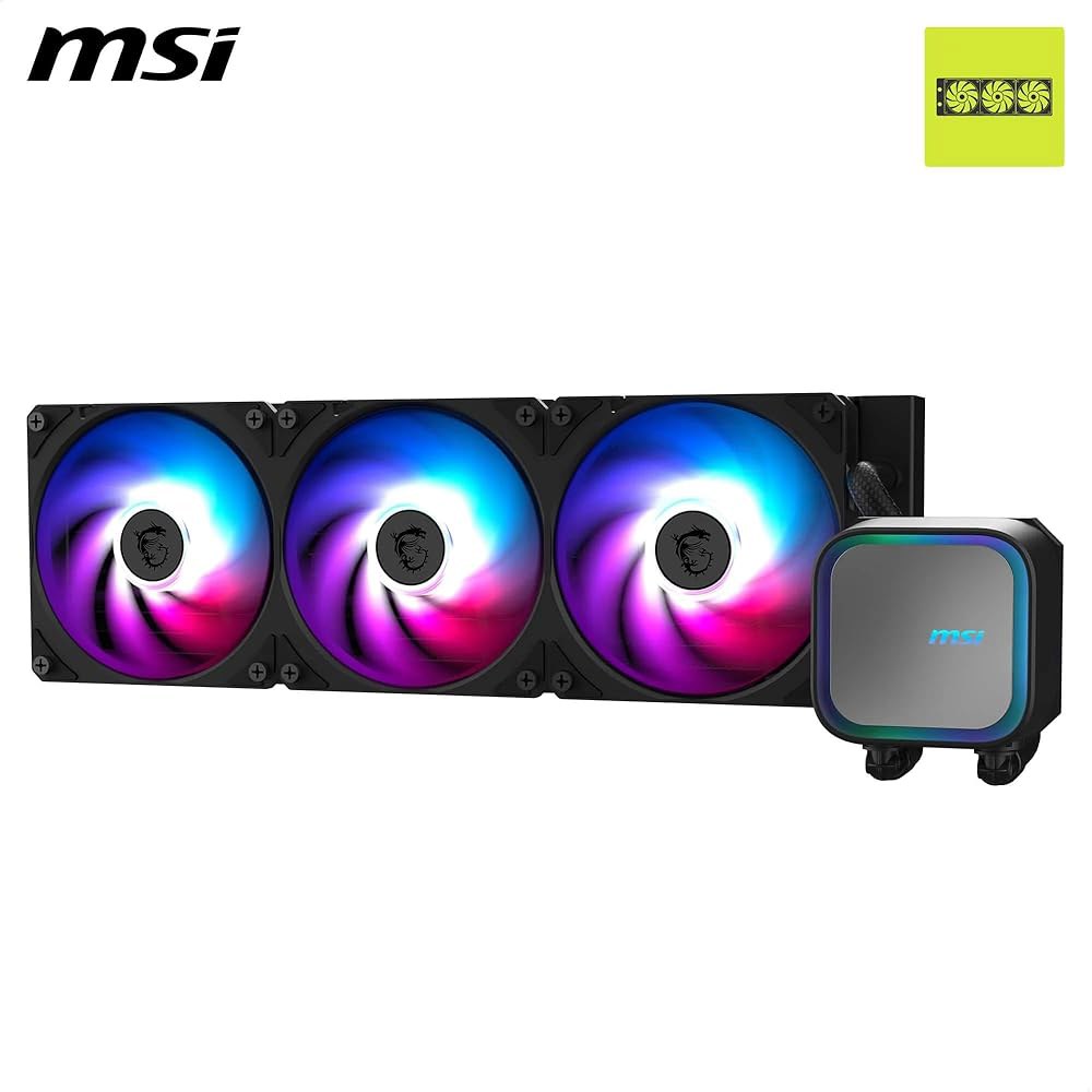 MSI MAG CORELiquid A13 360 AIO CPU 액체 쿨러 - 전체 커버리지, 개선된 수로 설계, 미니멀리즘과 일루미네이션, 사이클로블레이드 7, 스플릿 플로우 라디 - 상세 이미지 2