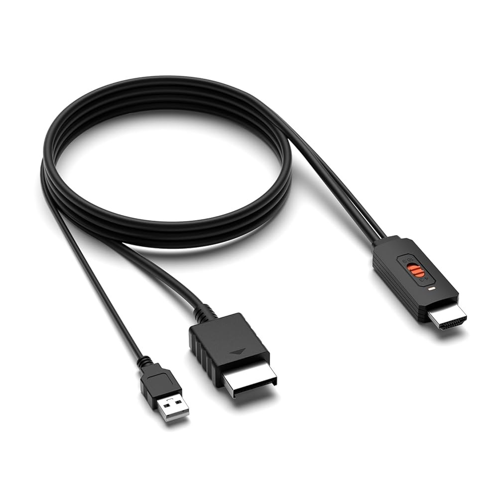 PS1용 Azduou PS2-HDMI 어댑터 HD-링크 케이블 4 3 /16 9 스위치 지원, S-비디오 싱갈 지원 PS1 PS2 PS3 3 in - 상품 이미지