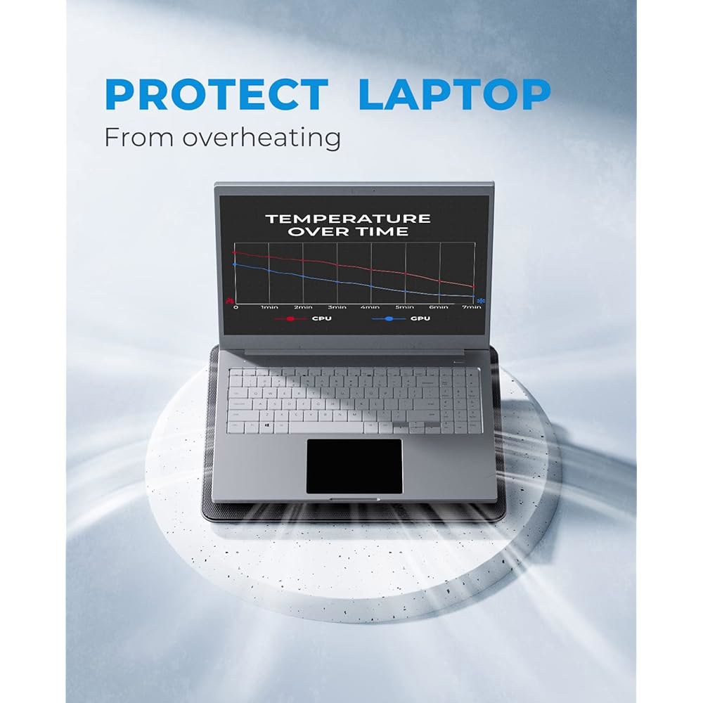 havit HV-F2056 15.6 -17 노트북 쿨러 냉각 패드 - 슬림 휴대용 USB 전원 공급(3개의 팬), 블랙/블루 Black+Blue - 상세 이미지 2