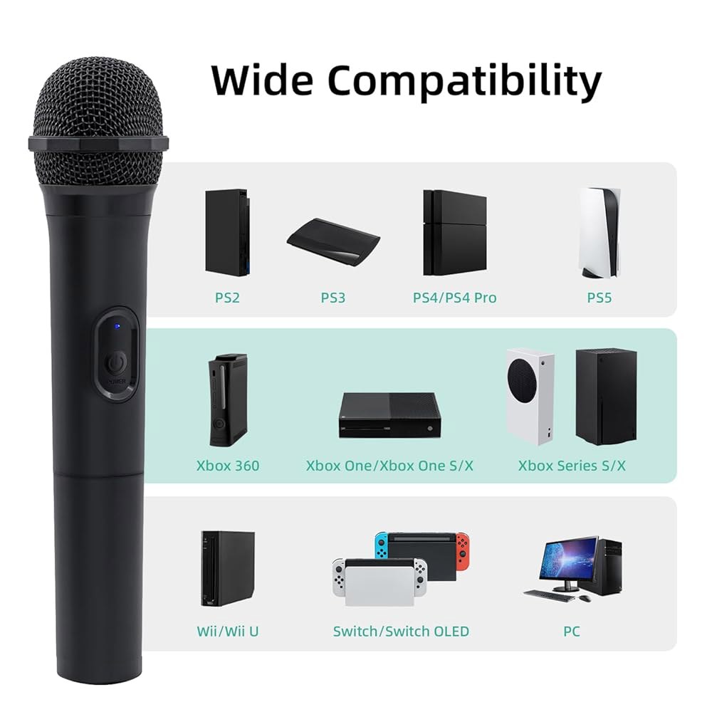 맥바젤 2팩 무선 USB 게이밍 마이크 X/S, PS5, 스위치 OLED, NS /Switch2, PC, PS4, PS3, PS2, Xbox One One, 360, Wii와 호환 - 상세 이미지 3
