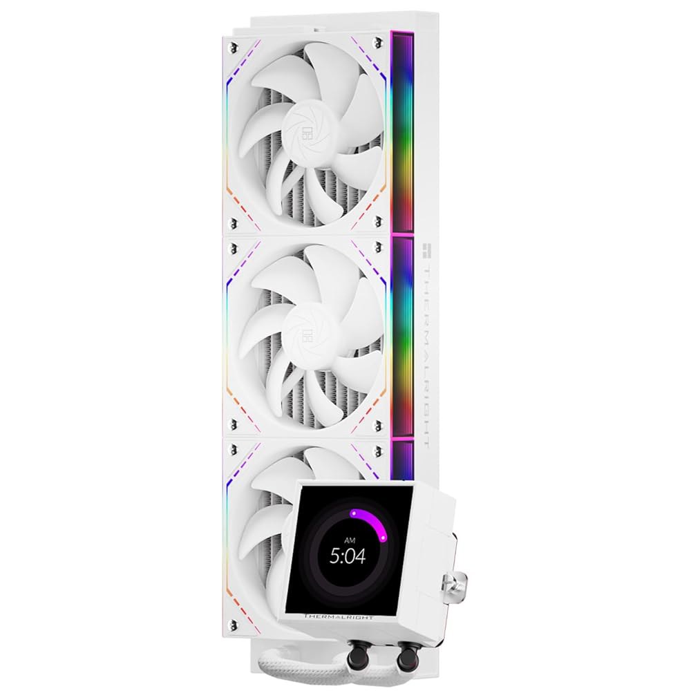 Thermalright 피어리스 비전 360 ARGB 화이트 AIO CPU 액체 냉각기, 480x480 해상도-60Hz의 IPS 화면, 무선 스플라이싱 팬, AM5 / Intel - 상품 이미지