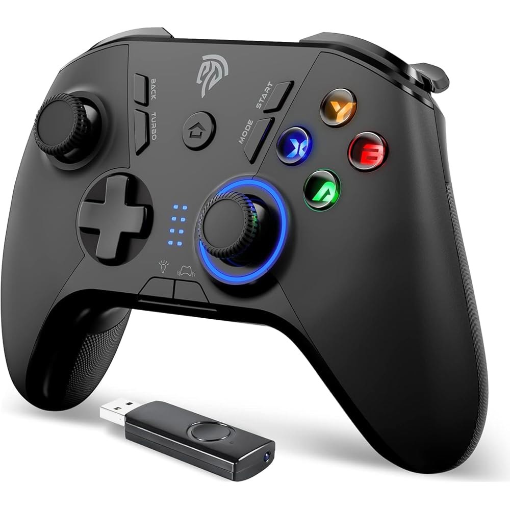 Windows PC, Steam Deck, PS3 및 Android TV 박스용 EasySMX 2.4G 무선 게이밍 컨트롤러, 듀얼 진동, 4개의 백 패들, 최대 14시간 배터리 - 상품 이미지