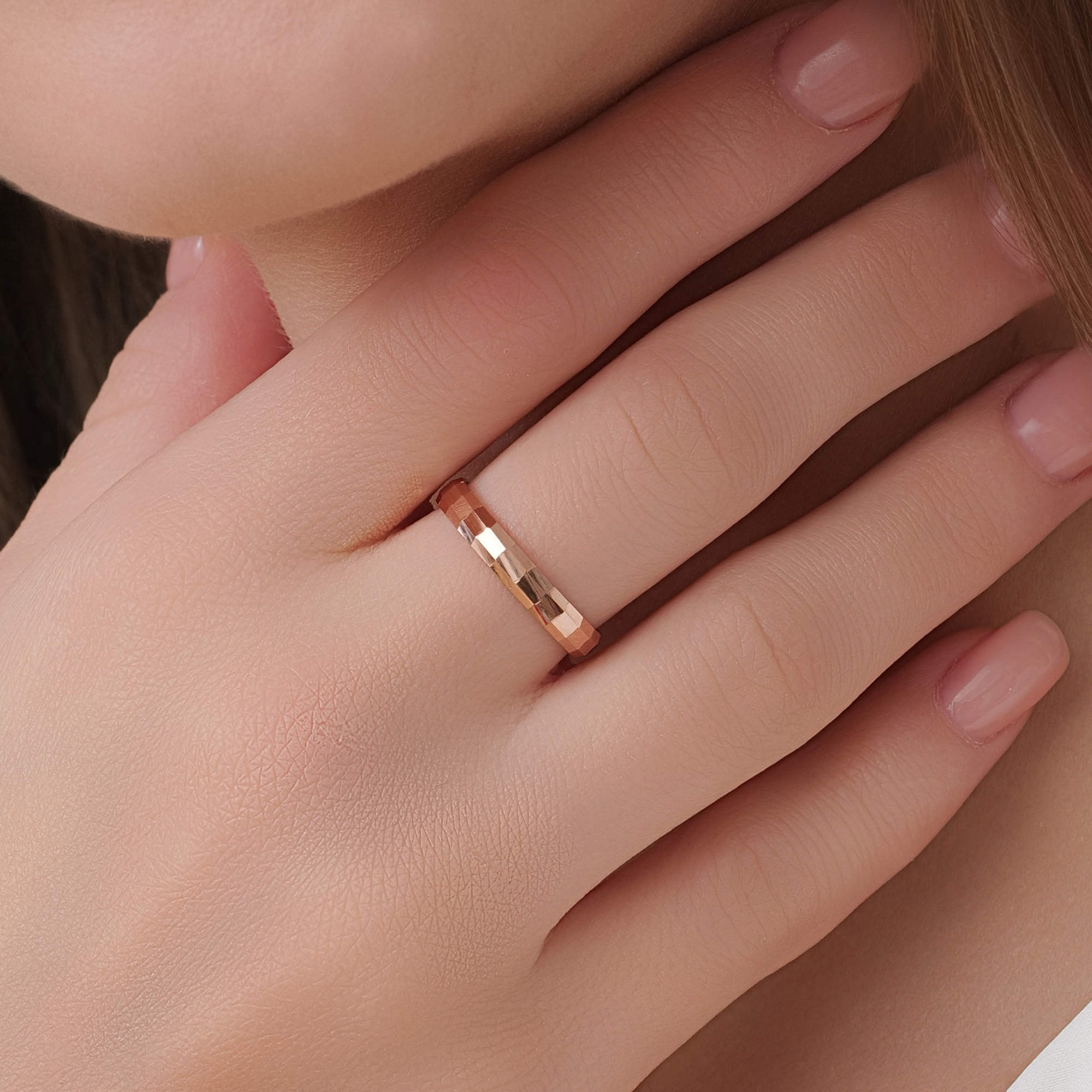 14K 18K 로엔트 3.5mm 할로우 컷팅 반지 검지 애끼 금반지 - 상세 이미지 2
